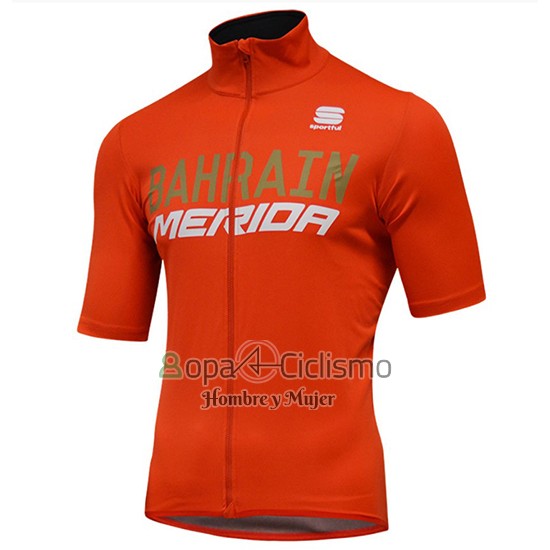 Bahrain Merida SS Ropa Ciclismo Culotte Corto 2018 Mangas Cortas Naranja